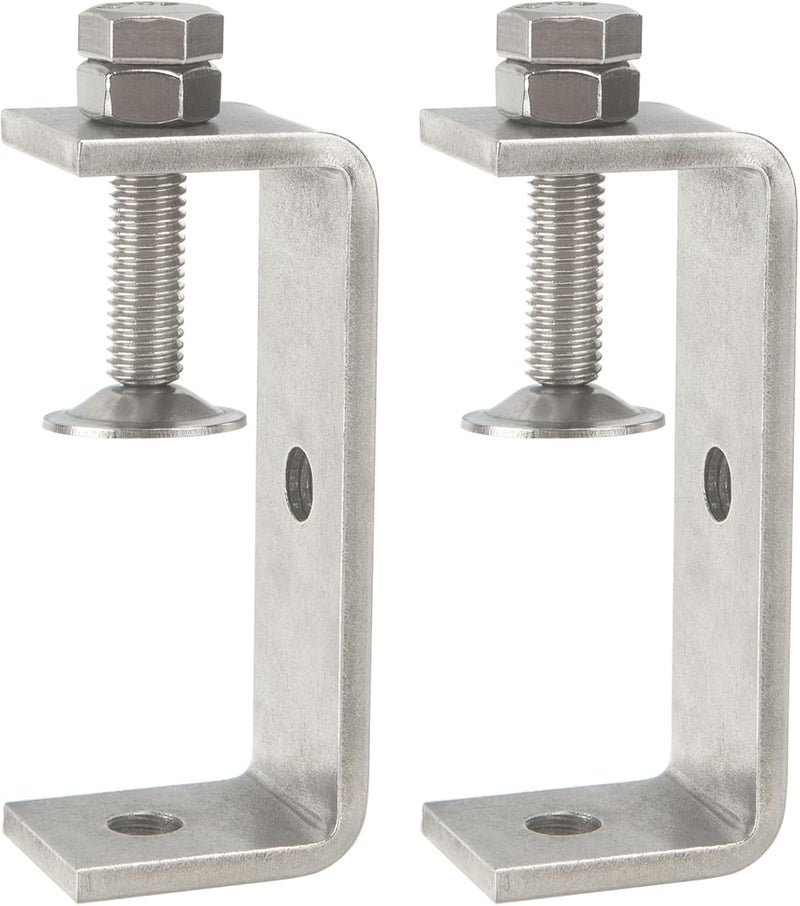 foxwake Stainless Steel C Clamps 3.2In for Mounting, Heavy Duty Metal U Clamp for Metal Working Small Desk Clamp with Stable Wide Jaw Opening & Protective Pads/I-Beam Design (2pcs) - Image 1